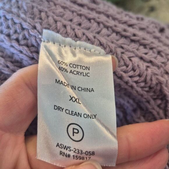 Altar'd State Women's Lavender Cotton/Acrylic Chunky Knit Oversized Sweater - Picture 9 of 9